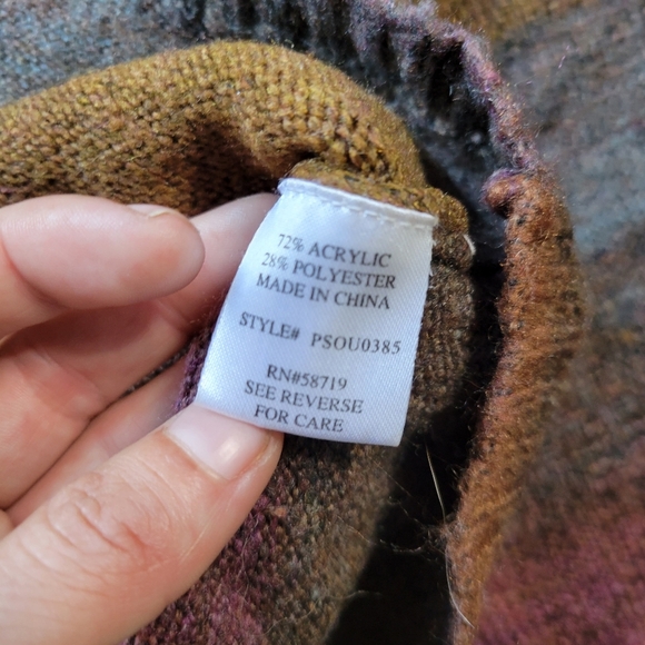 Notations Multicolor Striped Brown Sweater Woman's Petite Medium - Picture 3 of 4